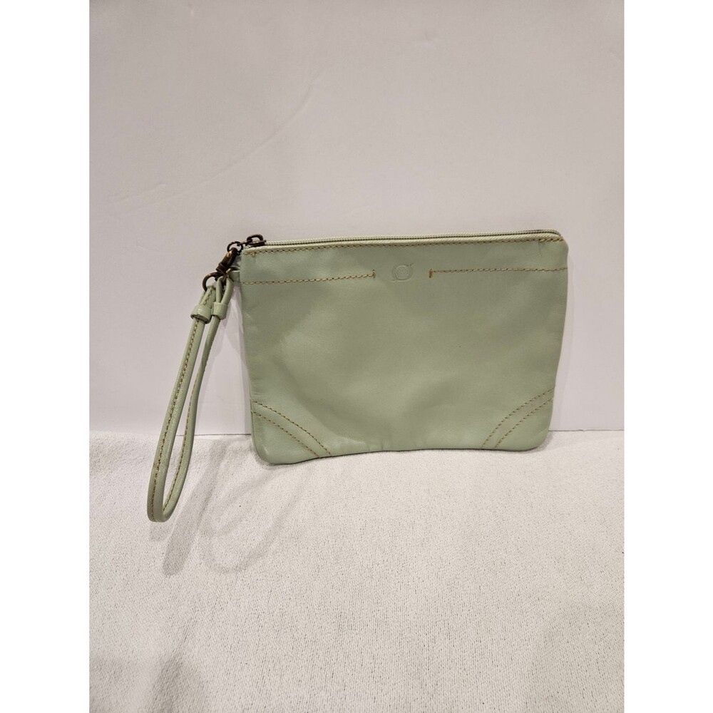 Born Embossed Leather Wristlet in Light Mint Green Sage